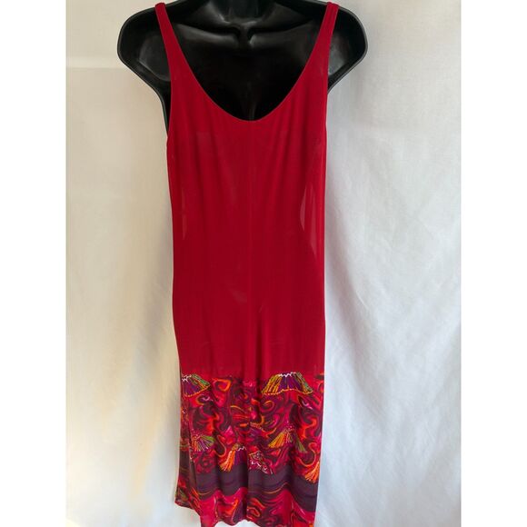 Vintage Red Slip Light Maxi Beachy Dress 2 Boho Ornaments Vacation Swim Cover - Picture 5 of 9